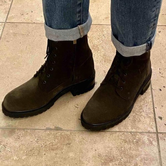 La Canadienne Cara Khaki suede combat boots - Picture 8 of 9